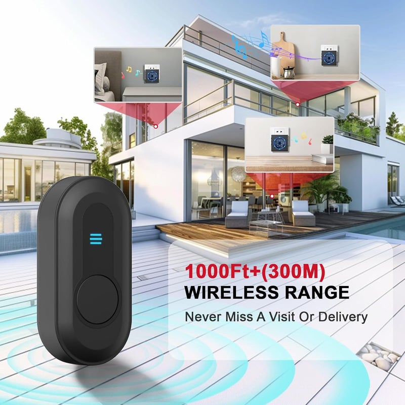 CallToU Hearing Impaired Doorbell with Strobe Light & 55 Melodies, 1000ft Long Range Wireless Door Bell for Elderly/Senior Adjustable Volume, IPX5 Waterproof Call Button 1 + Plug-in Receivers 2 - Image 5